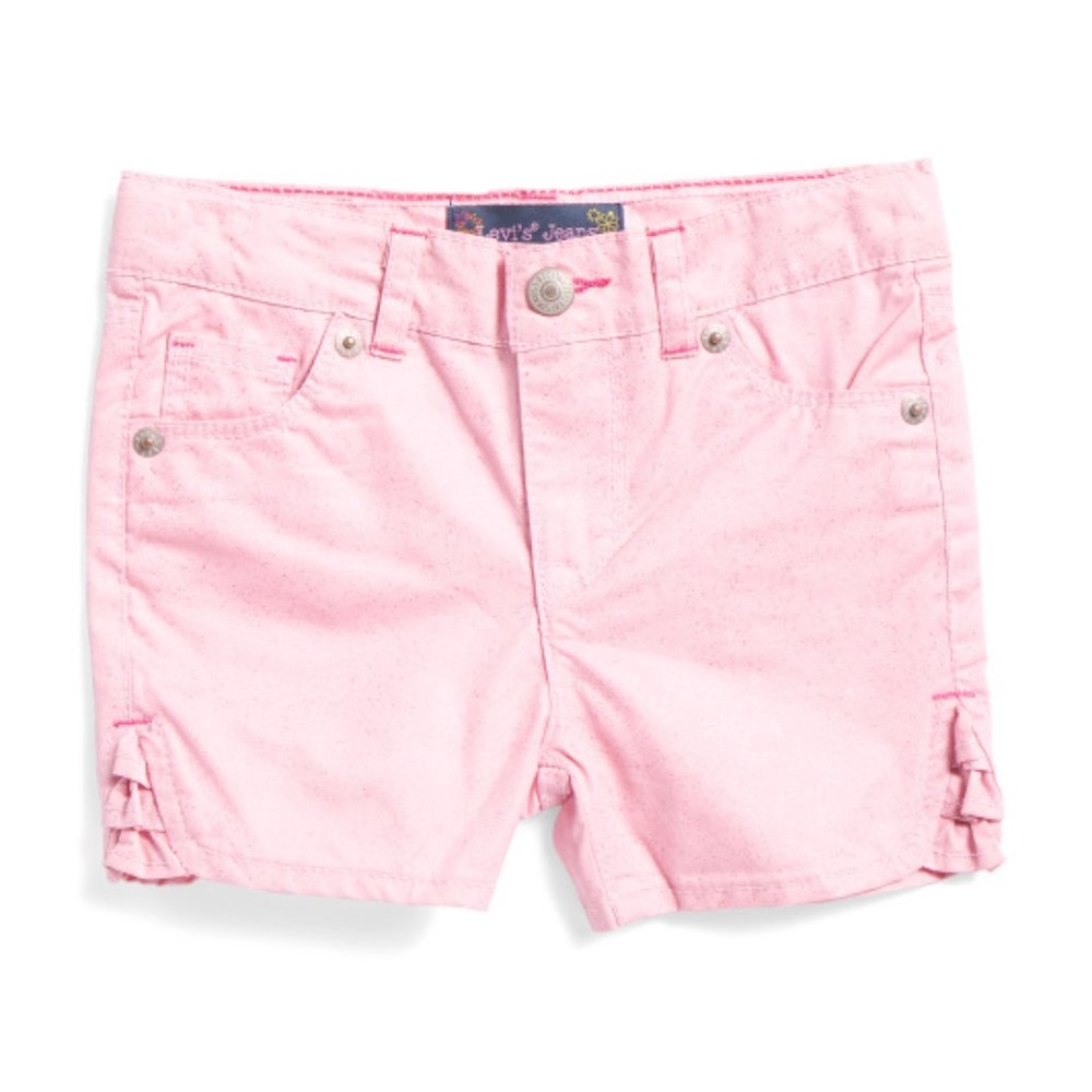LEVIS Girls 2T & 3T Jacky Midi Adjust Waist Shorts Pink Stretch Denim New w Tags